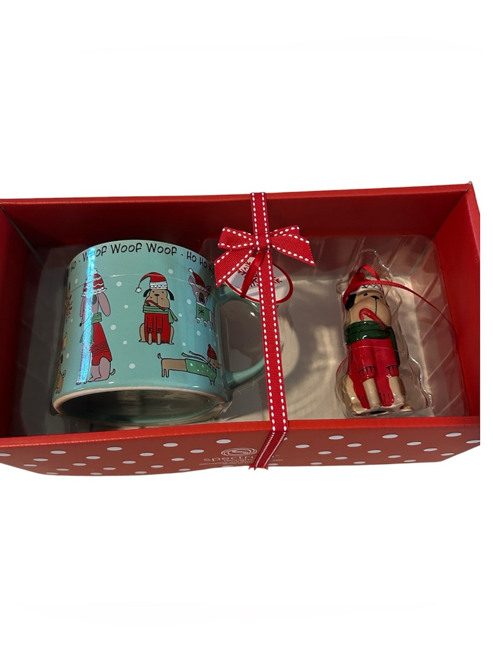 Spectrum Christmas Dog Mug & Matching Ornament Holiday Gift Box Set, Blue, NWT